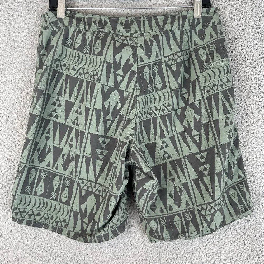 Patagonia Men’s Green & Black Geometric Swim Trunks